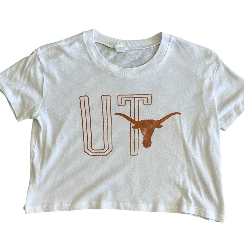 Texas Longhorns Womens UT Boxy Crop Graphic Tee White Small